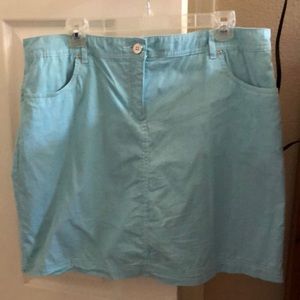 Karen Scott Teal White Pinstriped Skort